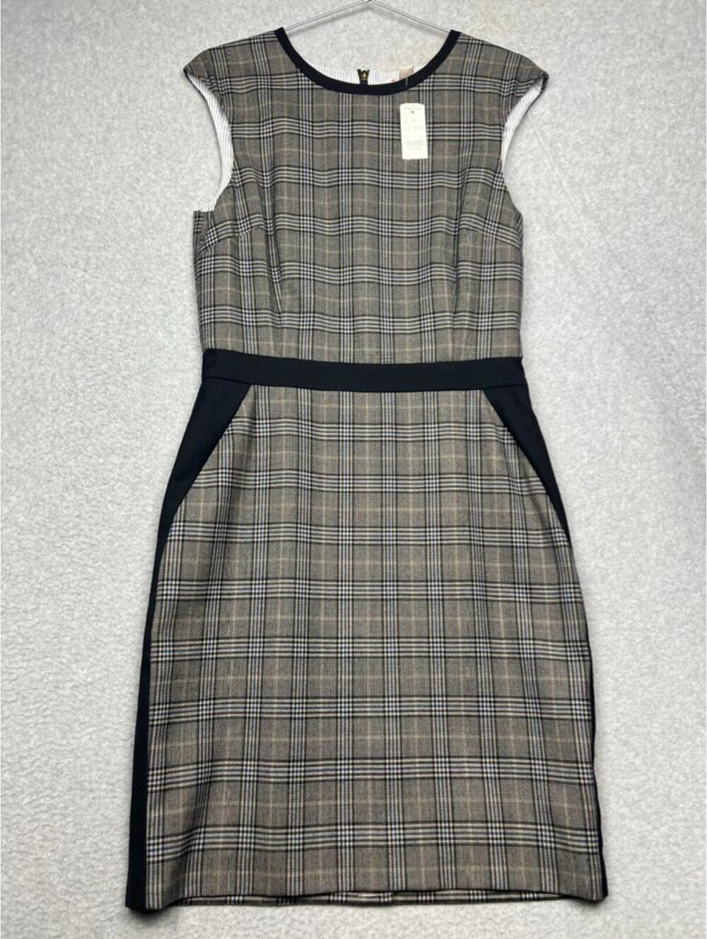Brooks Brothers Red Fleece Plaid Panel Wool Blend Sheath Dress Wmn 8 Preppy Work